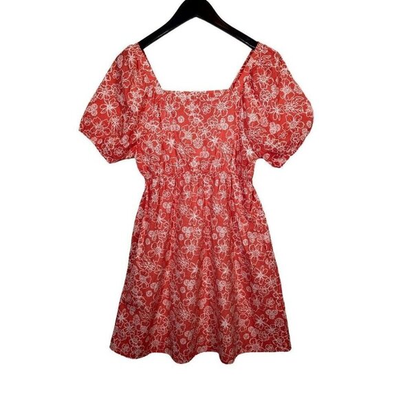 Michelle McDowell Dresses & Skirts - Michelle McDowell Midi Dress Size M Orange Coral Floral Ruffle Boho Gauzy Flowy
